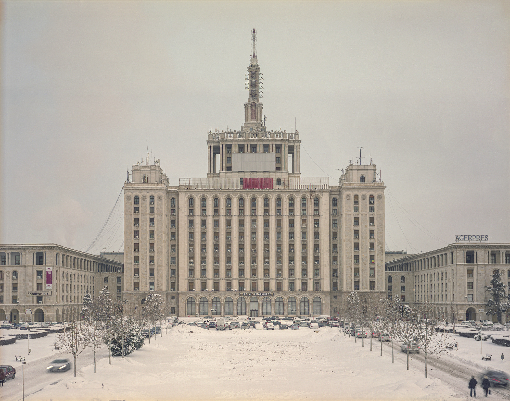 Casa Scânteii, Bucharest, in winter